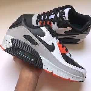 Nike Air Max 90 LTR "White/Black/Turf Orange/Aquamarine" Grade School Kids’ Shoe